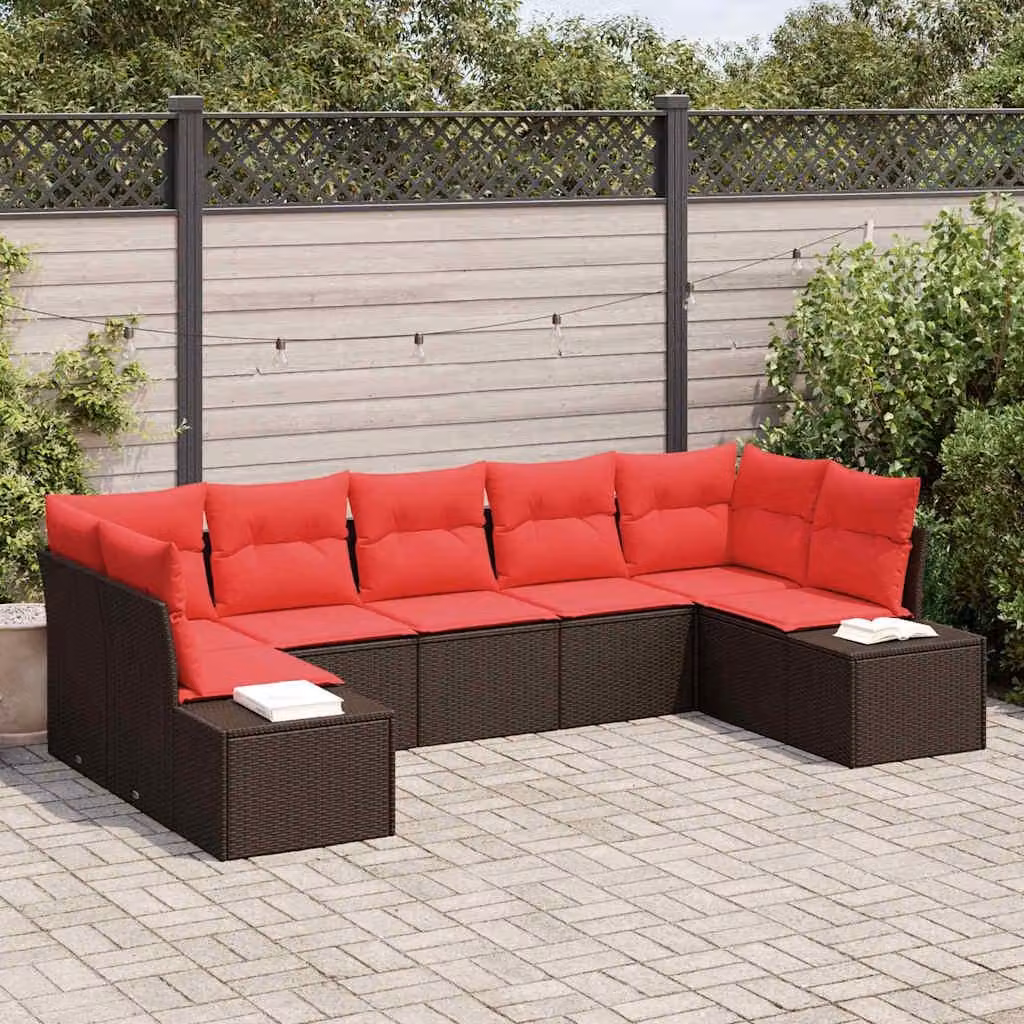 Maison Exclusive - Set da giardino composto da 7 pezzi, divano, in rattan sintetico marrone