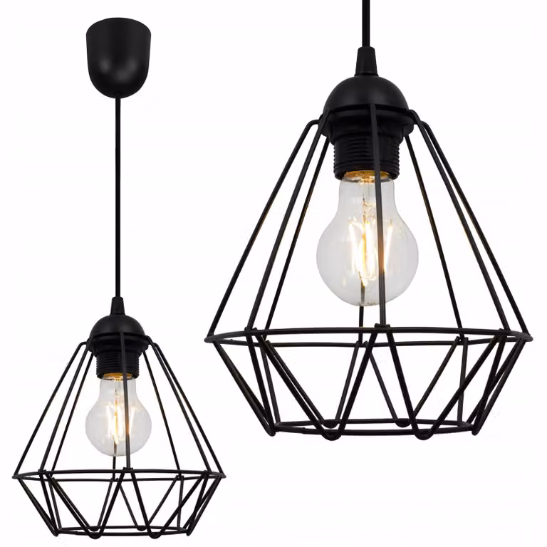 LOFT Lampada a sospensione Diamant Draht LED in stile Edison – Lampada a sospensione moderna