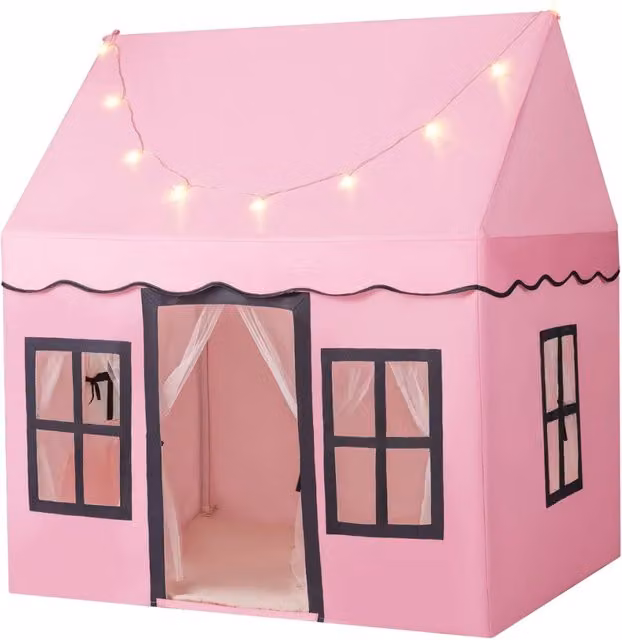 Tenda da gioco 121 x 101 x 137 cm per 3-4 bambini con tappetino antiscivolo design accogliente in cotone poliestere rosa 20_0017981