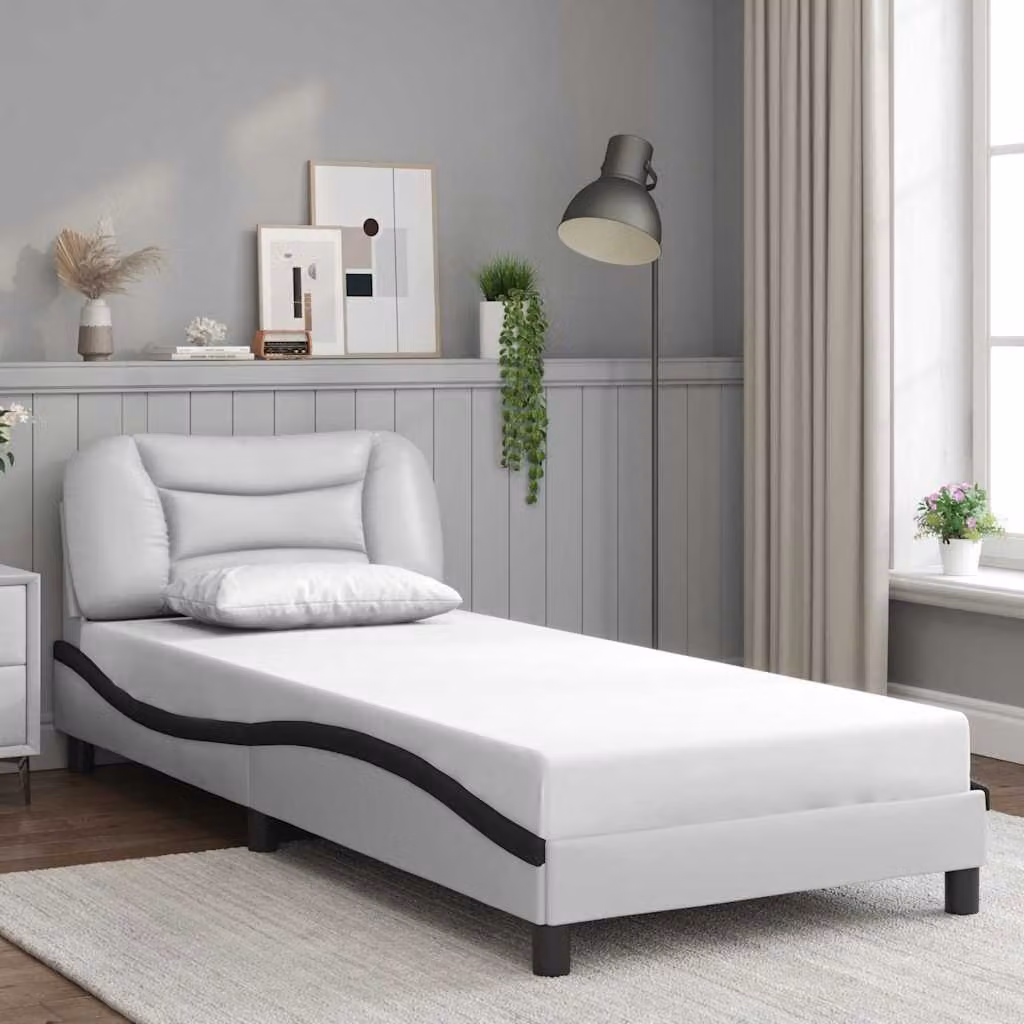 vidaXL Giroletto Hvar senza materasso in similpelle nero e bianco 90x190 cm – 1