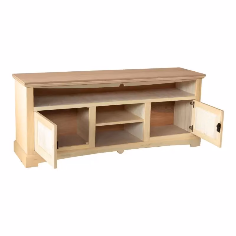 Porta TV Mobili 2G in legno di pino beige con 2 porte e 3 vani a giorno L: 170 cm, P: 46 cm, H: 69 cm – 2