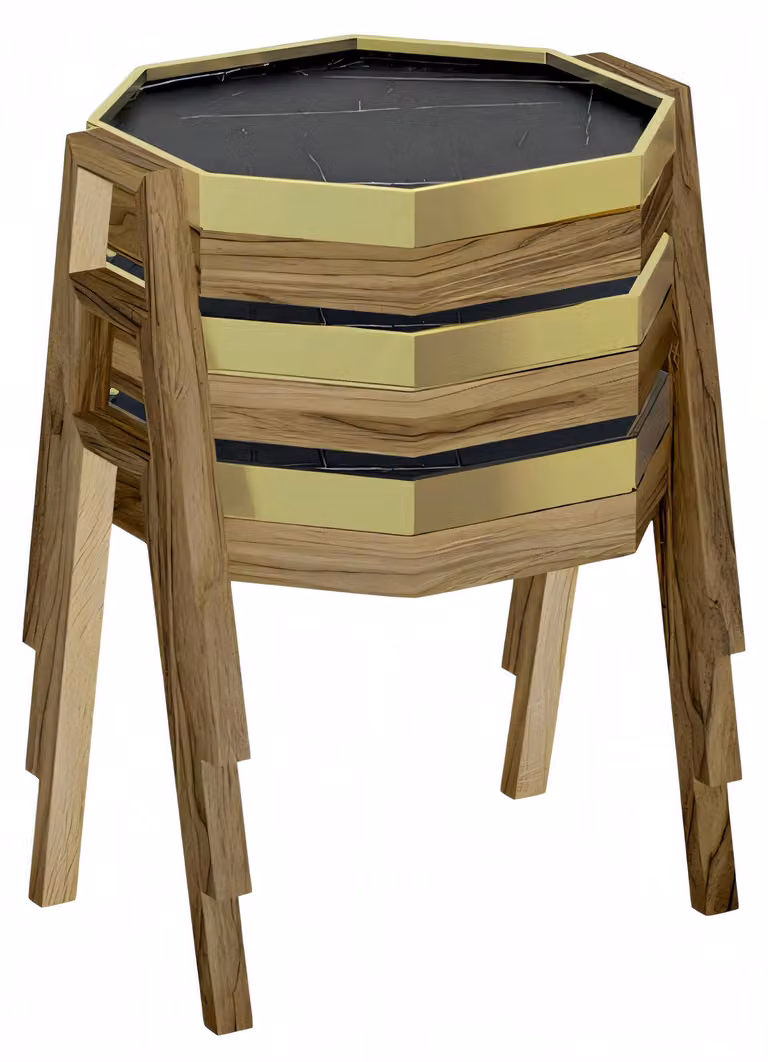 Elegantes schwarzes Couchtisch-Set aus Holz im modernen Stil