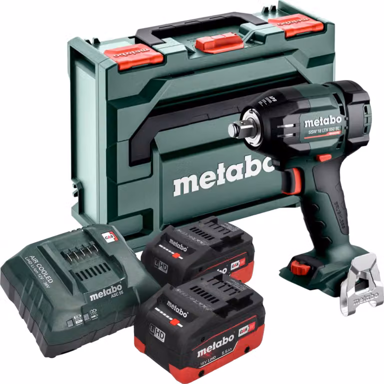 Avvitatore a impatto a batteria Metabo SSW 18 LTX 550 BL 18 V 550 Nm Brushless + 2x batteria LiHD 5,5 Ah + caricabatteria + metaBOX
