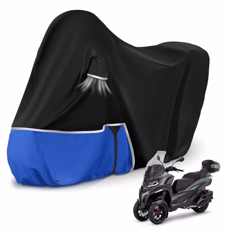 Copertura impermeabile per scooter, adatta per Piaggio MP3 400/500 con bauletto, realizzata in tessuto Oxford 420D, colore nero/blu
