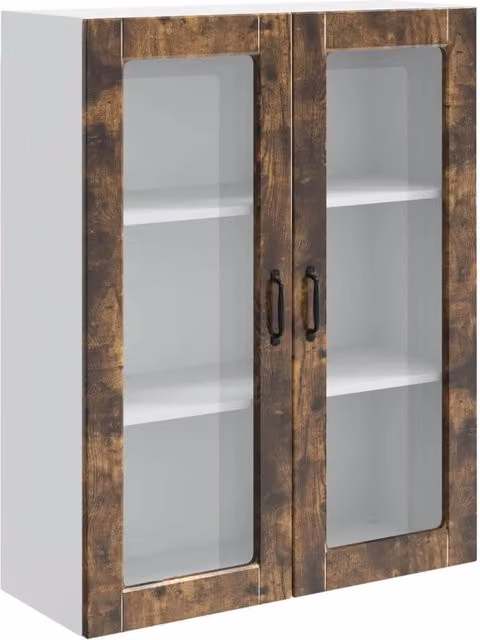 Mobile da cucina rettangolare con ampio spazio di archiviazione moderno 80 x 31 x 100 cm in legno multistrato rovere fumo 02_0053838