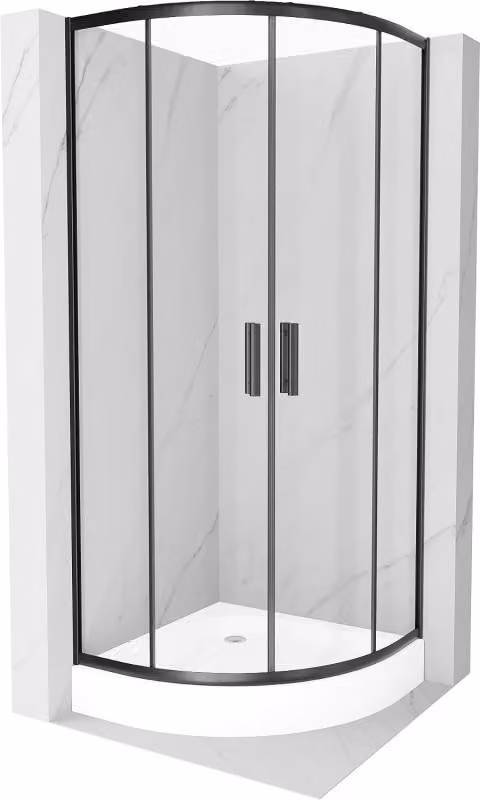 Mexen Rio cabina doccia semicircolare 70 x 70 cm, trasparente, nero + piatto doccia Rio, bianco - 863-070-070-70-00-4710