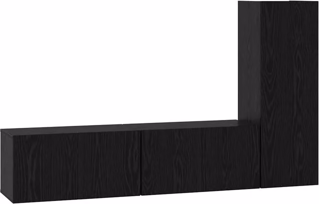 Set di 3 mobili porta TV moderni in legno multistrato Rovere e Nero con montaggio a parete per il tuo soggiorno