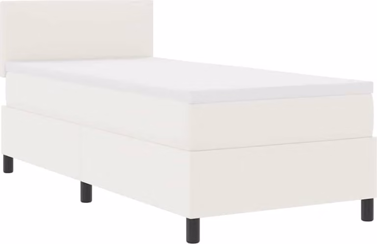 vidaXL Letto boxspring LED crema e bianco 90 x 200 cm tessuto in velluto a coste