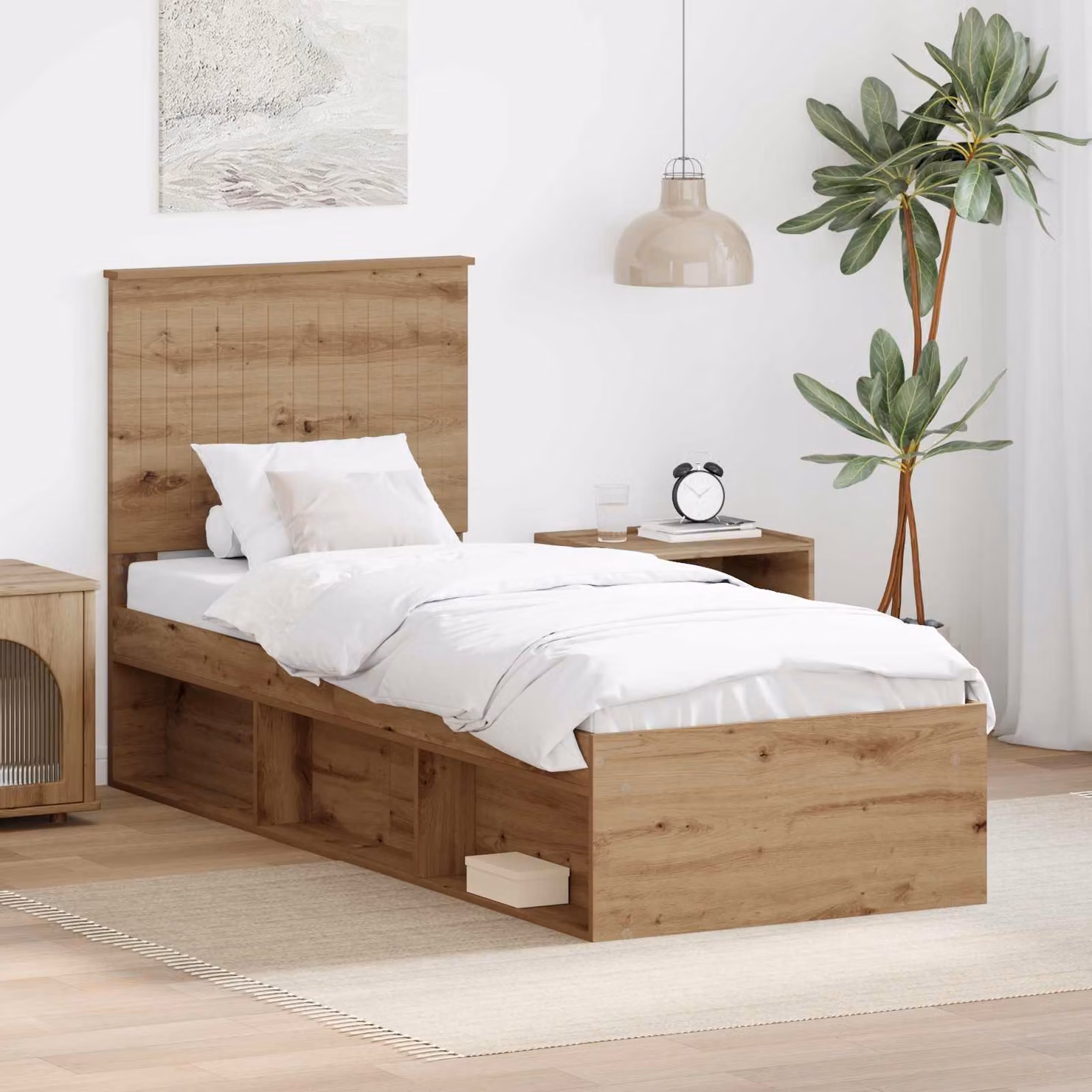 Struttura del letto vidaXL in legno di pino color marrone con doghe fisse, dimensioni 80 x 190 cm