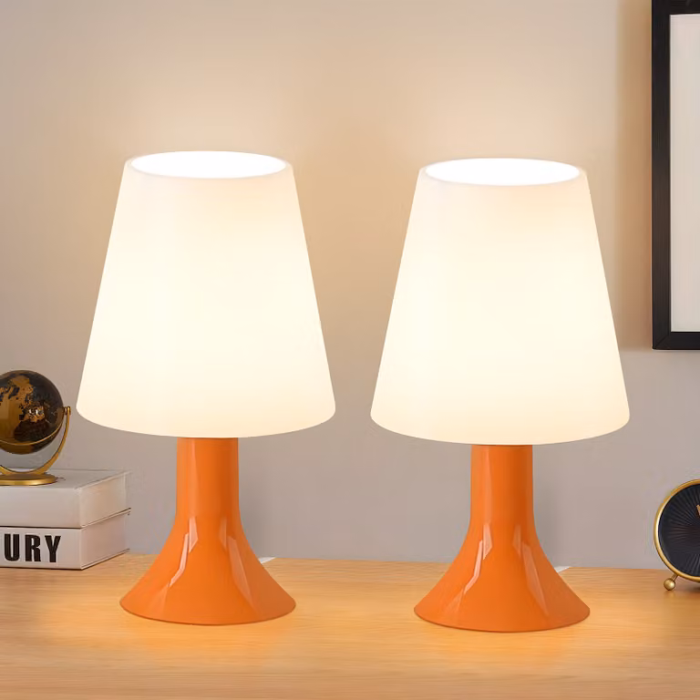 ZMH lampada da tavolo con cavo comodino set di 2 lampada da tavolo arancione E14 lampade da tavolo soggiorno stile country moderno per tavolo da pranzo camera da letto