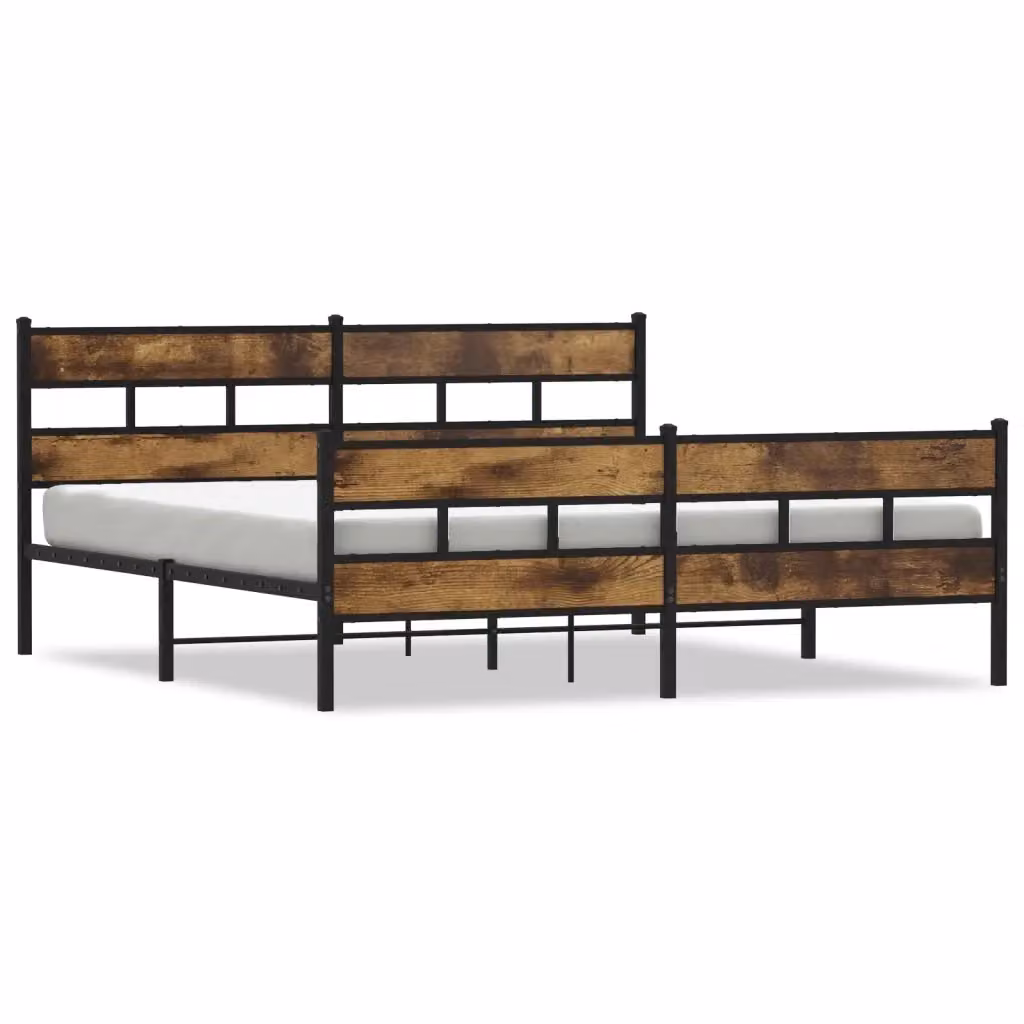Giroletto in metallo vidaXL con doghe fisse in rovere fumo 200 x 200 cm – 2