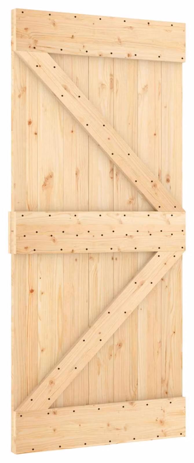 Porta scorrevole NARVIK Naturale e Nero 95 x 210 cm (213,5 cm)