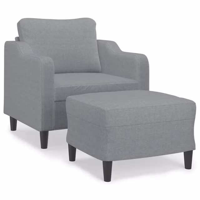 Poltrona Relax Moderna con Poggiapiedi in Tessuto Grigio