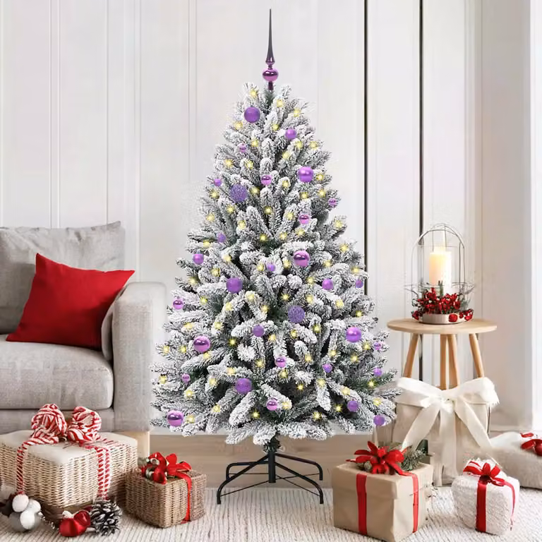 Albero di Natale artificiale vidaXL verde con 150 LED bianco caldo e struttura in metallo e PVC, Altezza: 150 cm