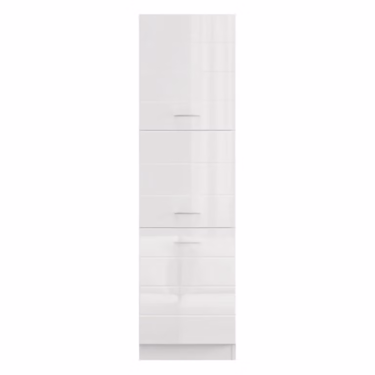 Dispensa da Cucina DMORA Cochem, Mobile a Colonna con 6 Ripiani e Ante a Battente, Bianco Lucido, L: 60 cm, P: 58 cm, H: 214 cm
