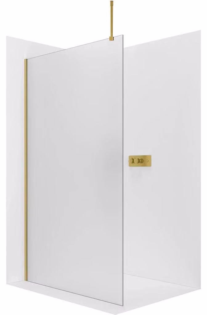 CERANO - Box doccia Walk-in Onyx Top Round L/P - 8 mm - montante rotondo - dorato, vetro smerigliato - 40x200 cm