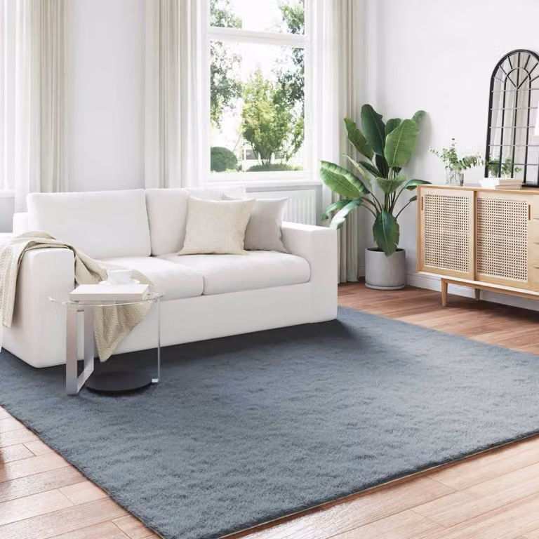 Tappeto antiscivolo in ecopelliccia di coniglio vidaXL Antracite 240 x 240 cm