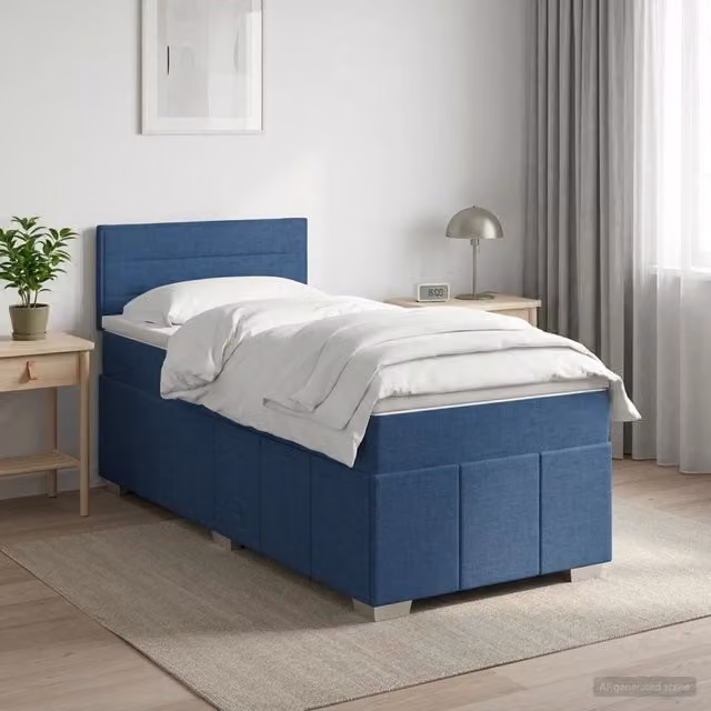 Letto box spring con materasso Blu 90 x 200 cm Tessuto 3452585
