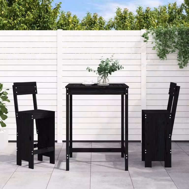Maison Exclusive - Set Bar da Giardino 3 pz Nero in Legno Massello di Pino