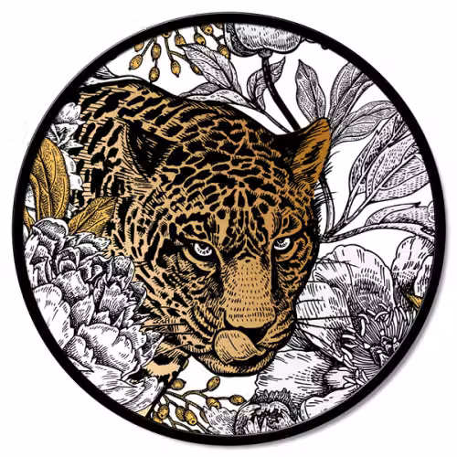 Quadro Leopardo tondo Pintdecor