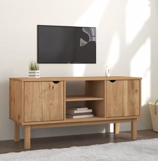 Mobile TV-Credenza per TV-Console TV OTTA 113,5x43x57 cm in Legno Massello di Pino