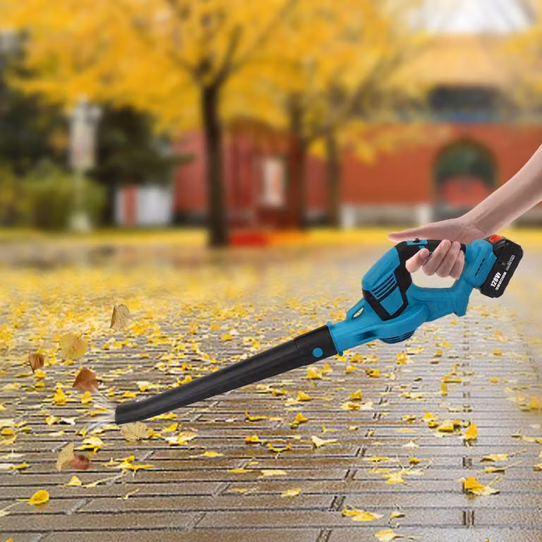Soffiatore a batteria senza fili - Batteria al litio da 21V - Soffiante portatile per giardino e vialetti - Colore: blu