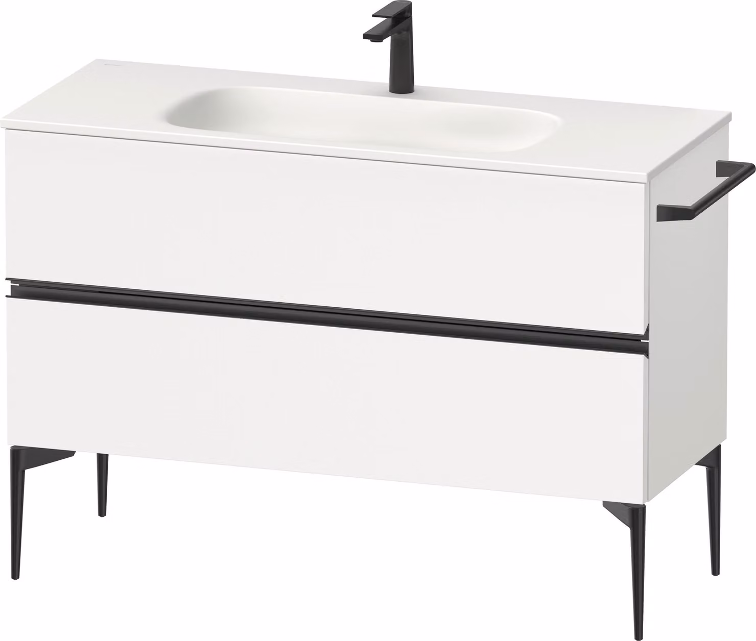 Duravit Sivida Meuble sous-lavabo, 2 tiroirs, poignée encastrée noir diamant mat, 1210x477x592mm, pour Sivida, SV46530BD180000, SV46530BD180000