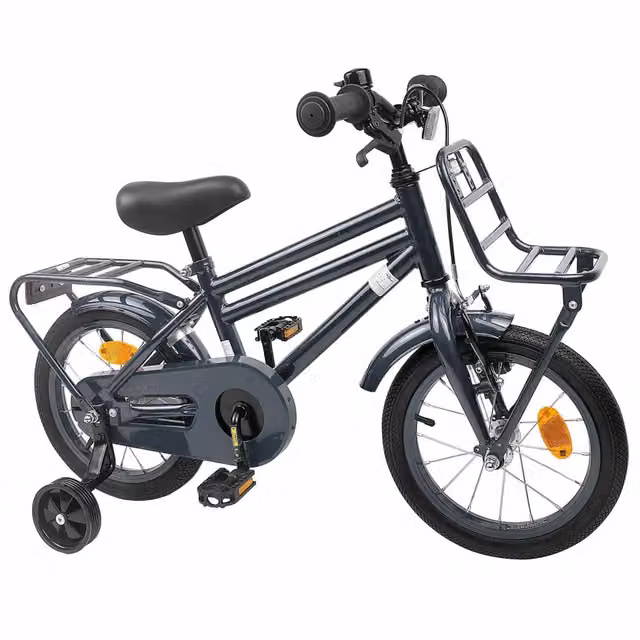 Bicicletta per bambini da 16 pollici in metallo e gomma, colore grigio