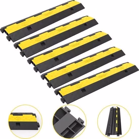 Set di 5 ponti cavi in plastica gialla per protezione e drenaggio cavi da pavimento o esterno Vevor