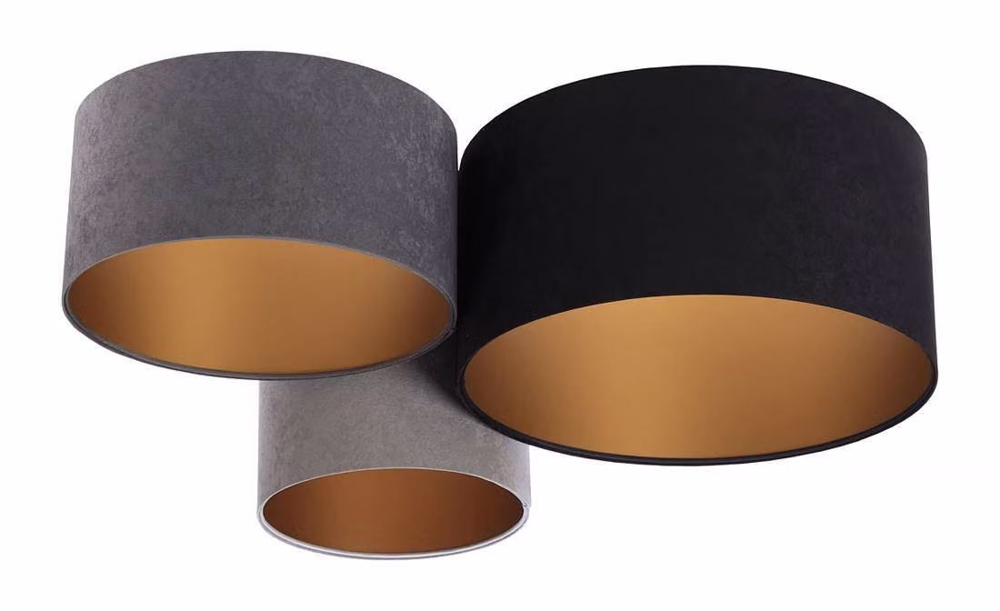 Plafoniera Trio grigio, grigio scuro, nero, oro 3 x E27 L:91cm H:30cm dimmerabile