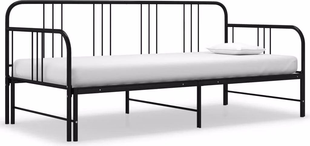 The Living Store Daybed allungabile in metallo nero 90x200 cm