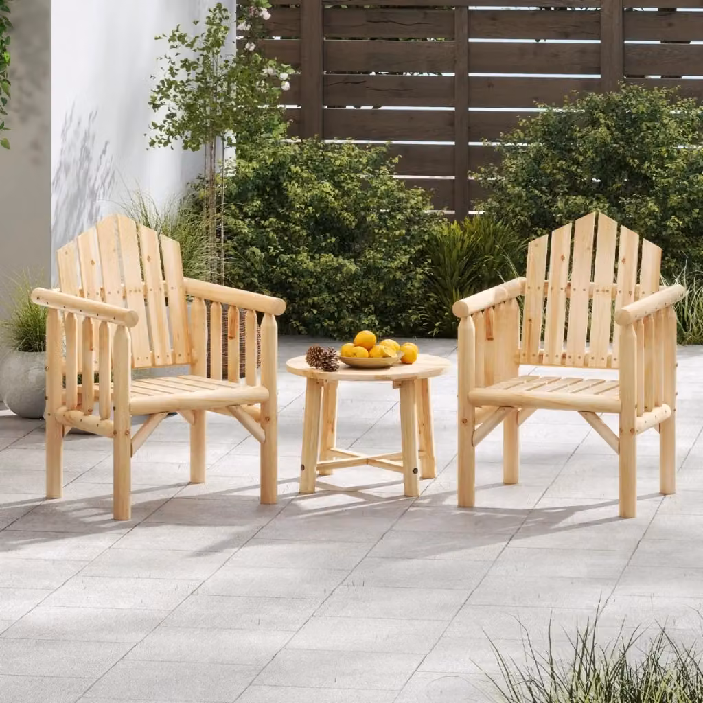 Sedia da esterno in legno di pino e abete con braccioli e schienale alto, colore naturale beige/marrone per giardino, terrazzo o balcone – 2