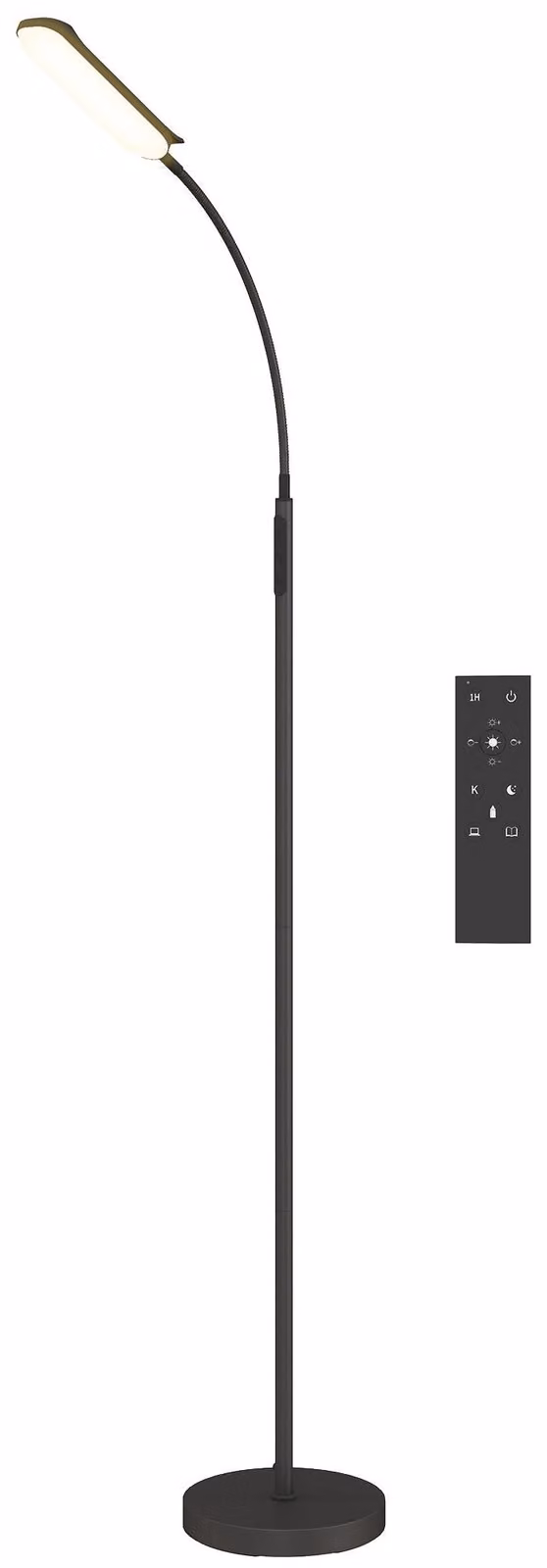 Lampada da terra a LED con 5 modalità di illuminazione, dimmer e funzione di memorizzazione | Colore: nero | Dimensioni: 22x22x175 cm