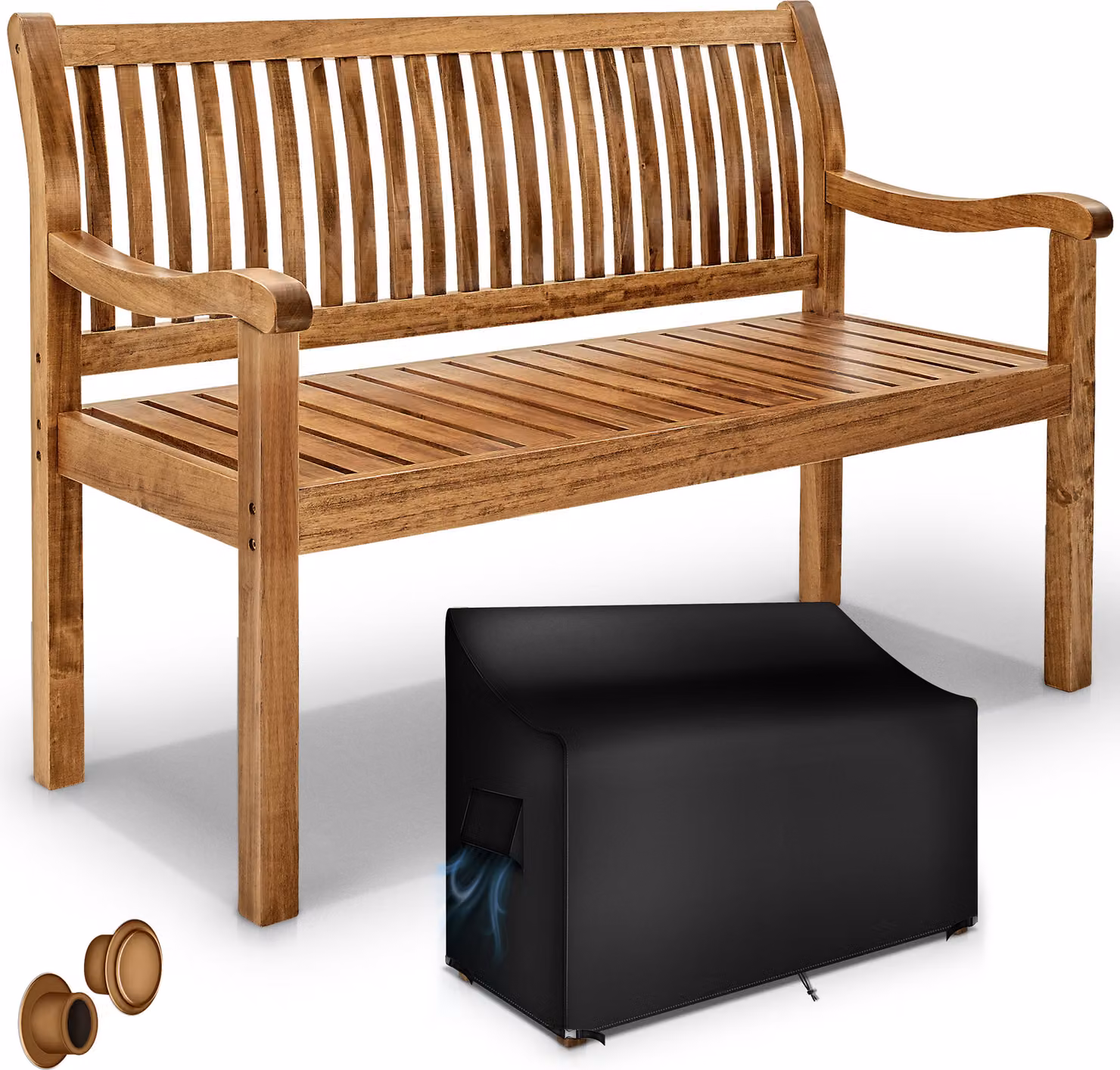 tillvex® panca da giardino in legno marrone scuro 150 cm / 3 - 4 persone panca da parco solida panca da giardino arredo giardino