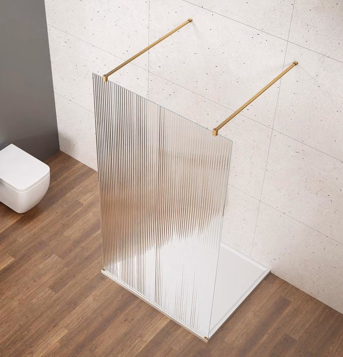 Pannello doccia angolare Gelco VARIO GOLD MATT, autoportante, vetro effetto Nordic, 1200 mm