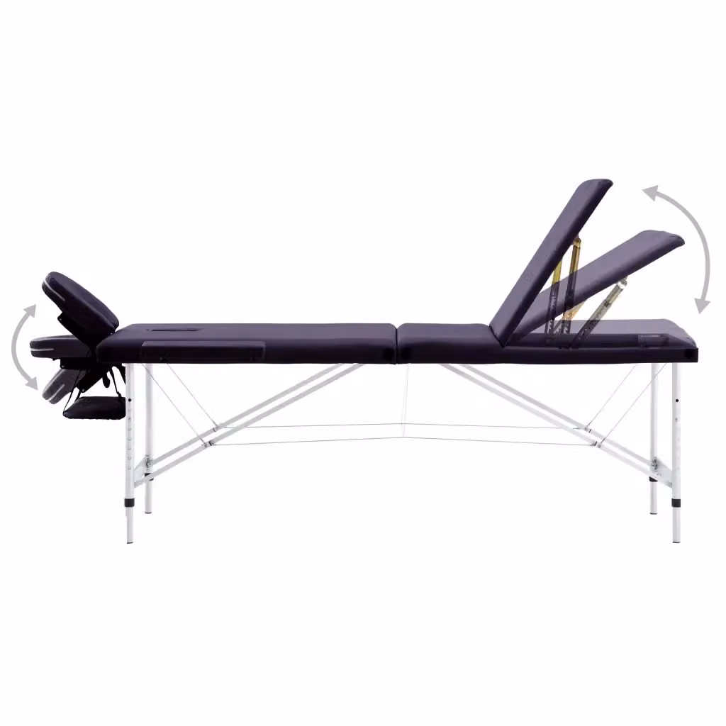 Lettino da massaggio professionale vidaXL a 3 sezioni in alluminio viola – 2