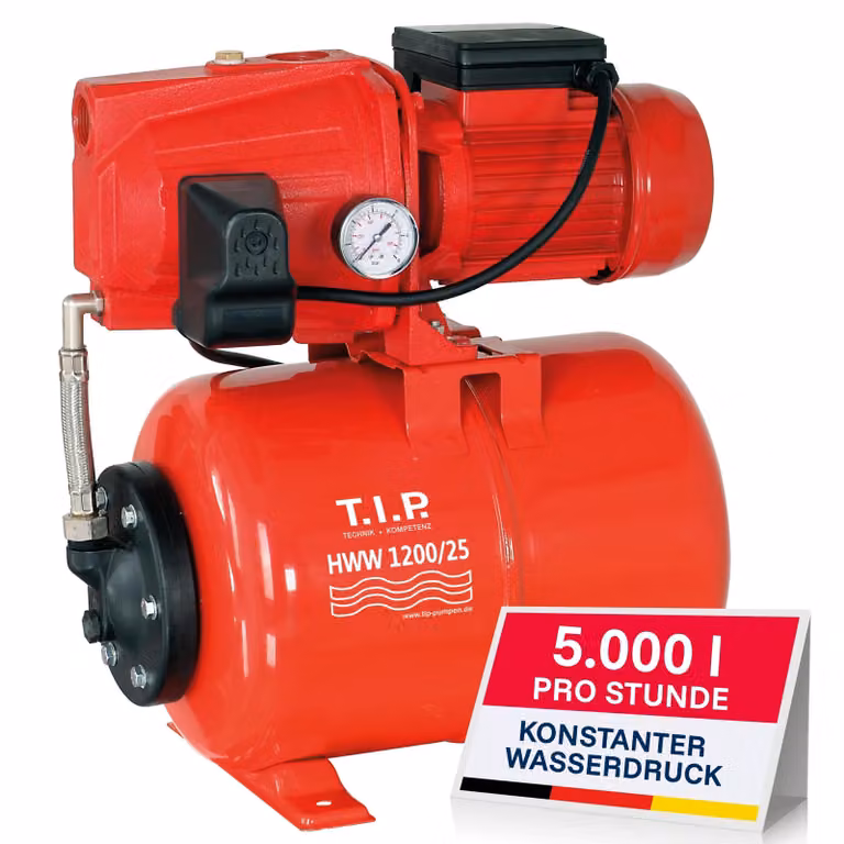 T.I.P. acquedotto domestico HWW 1200/25, portata: 5.000 l/h, potenza: 1.200 W, prevalenza: 50m