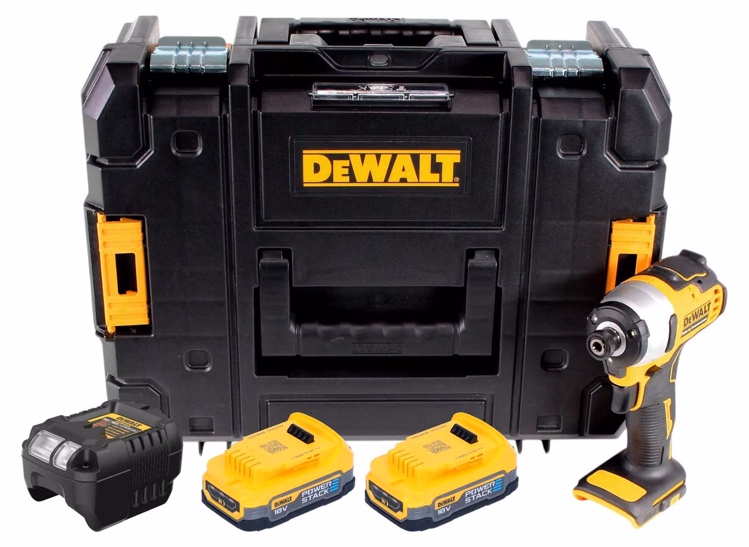 Avvitatore a impulsi a batteria DeWalt DCF 809 E2T 18 V 190 Nm 1/4" brushless + 2x batteria Powerstack 1,7 Ah + caricabatterie + TSTAK