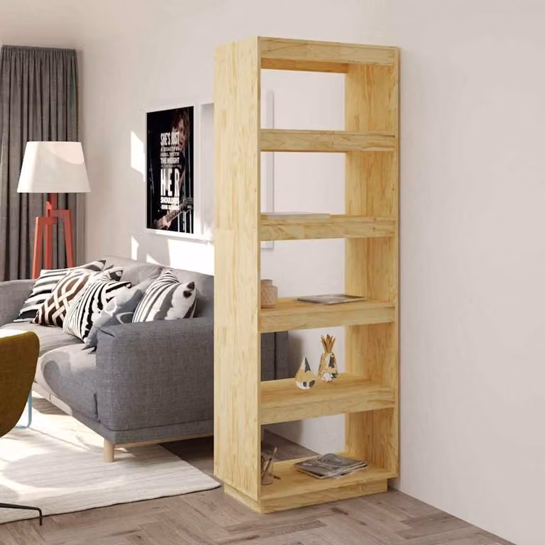 Libreria divisorio vidaXL in legno massello di pino marrone L: 60 cm, P: 35 cm, H: 167 cm