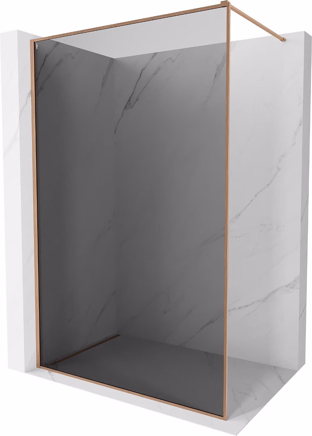 Mexen Kioto-F parete doccia Walk-in con cornice 70 x 202 cm, grafite 8 mm, rame spazzolato - 800-070-104-65-40