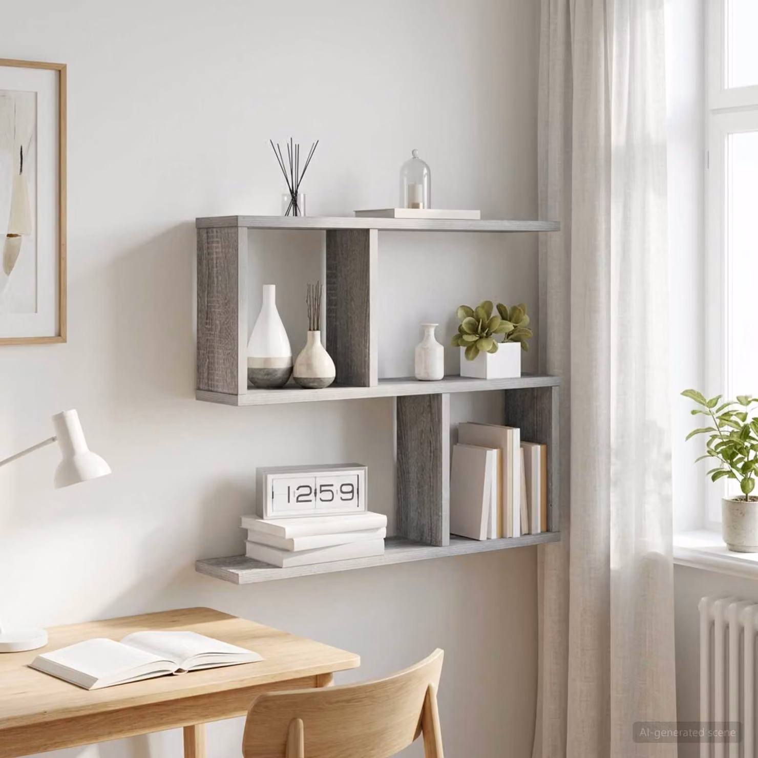 Scaffale da parete moderno vidaXL in MDF grigio L: 60 cm, P: 12 cm, H: 50,5 cm