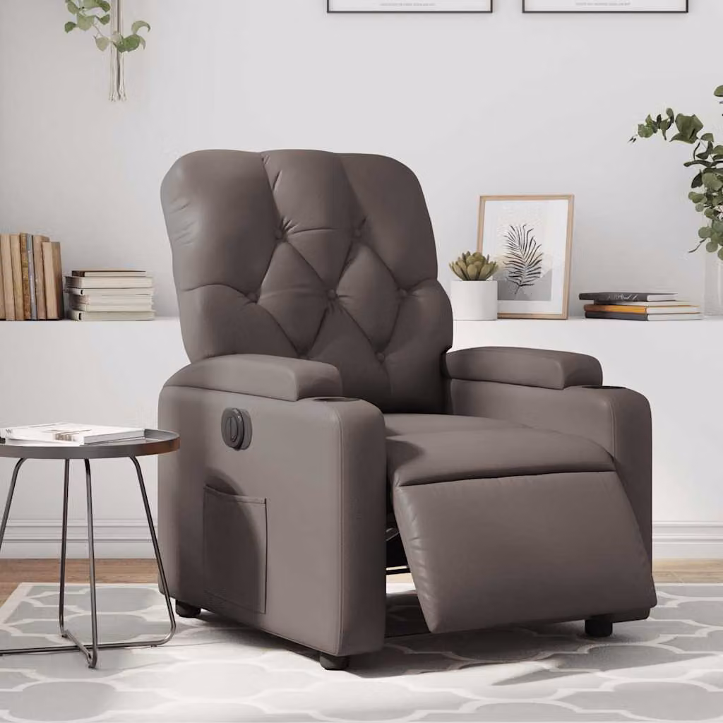 Poltrona Reclinabile Elettrica vidaXL in Similpelle Marrone con Braccioli e Funzione Auto-Return – 1