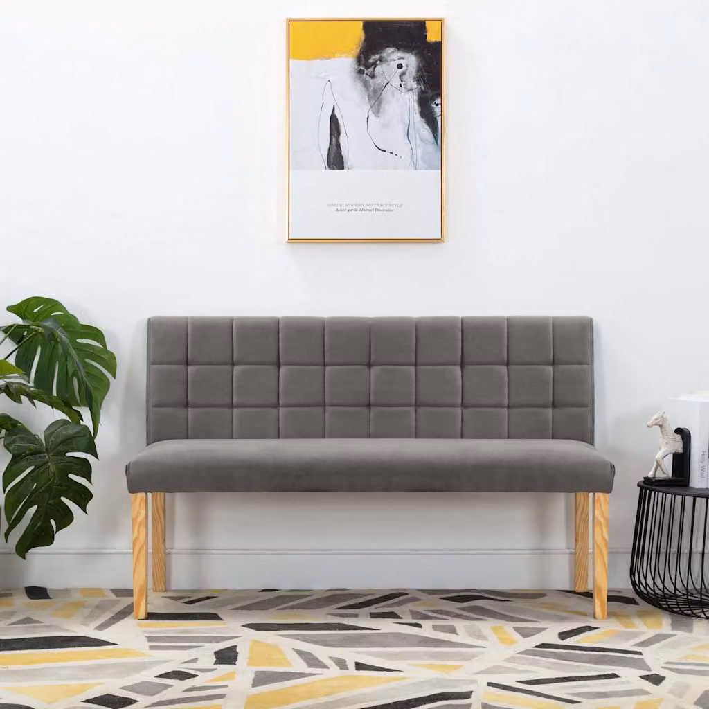 Panca vidaXL in velluto grigio con struttura in legno e MDF, L: 140 cm – 1
