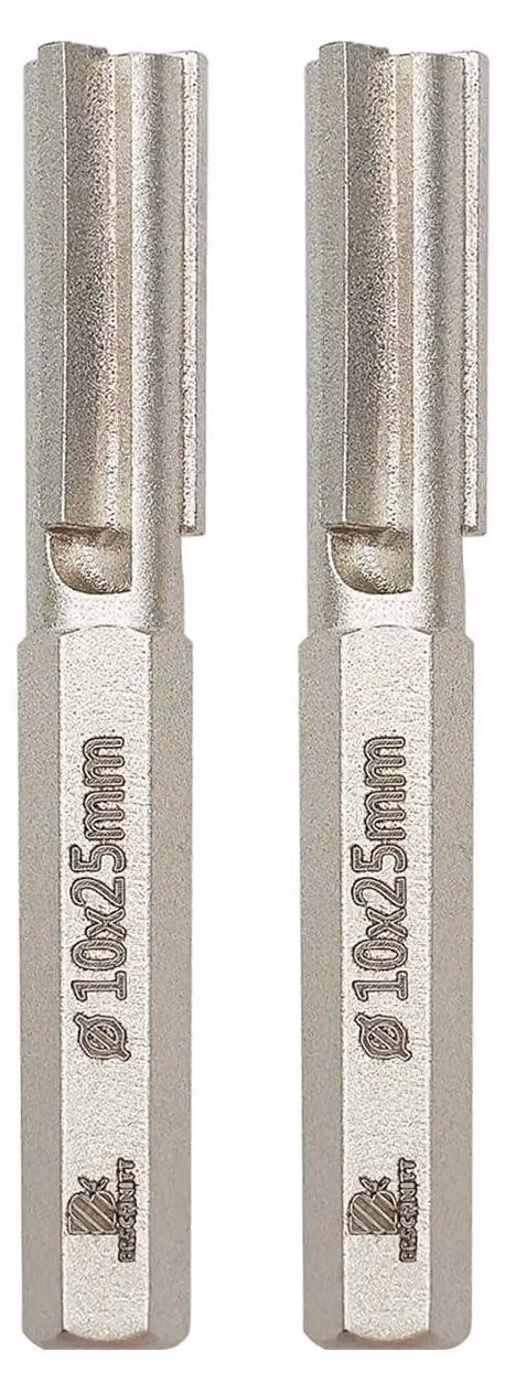 Tagliaferro per giunti in metallo duro, 10x25 mm, con gambo esagonale, confezione da 2 pezzi