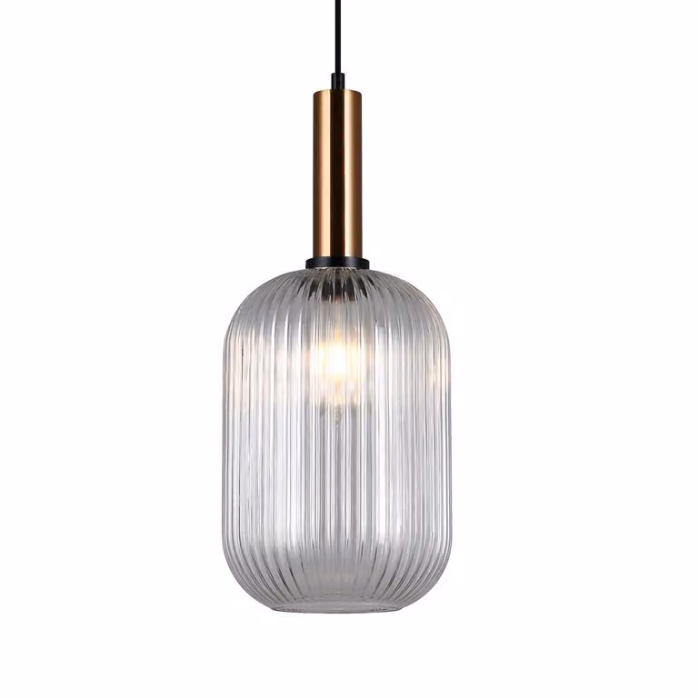 Lampada a sospensione Antiola nera-ottone 1xE27x40W vetro, dimensioni: 113x15x15 cm, IP20, Italux
