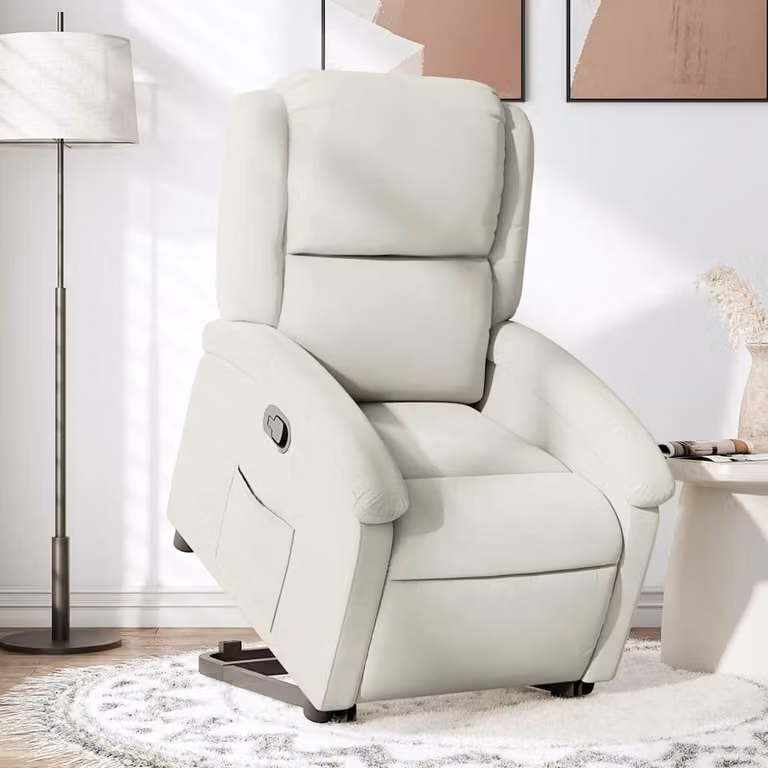 vidaXL Poltrona Alzapersona Reclinabile in Velluto Beige con Assistenza Elettrica per Senior