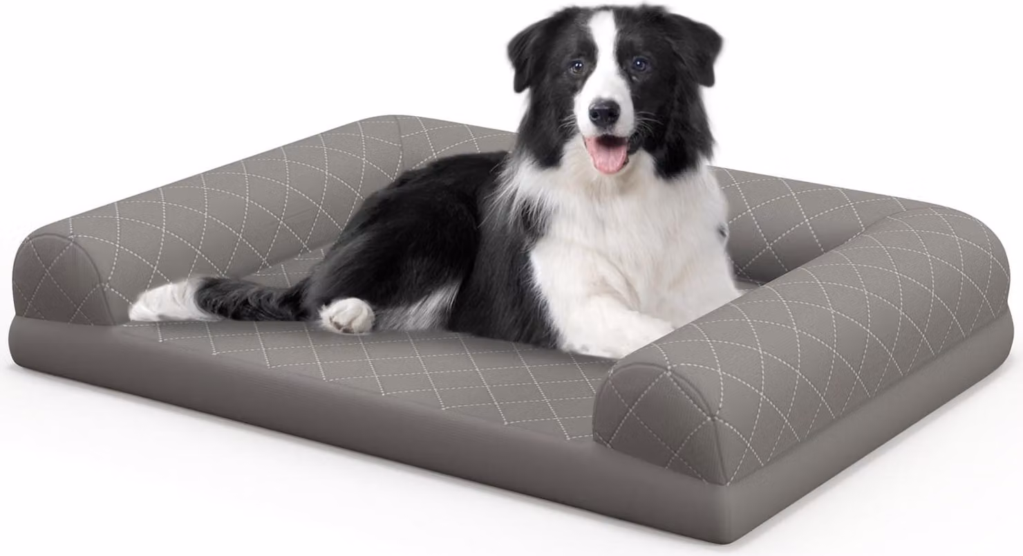 Letto ortopedico per cani, medio, in schiuma a nido d'ape, grigio