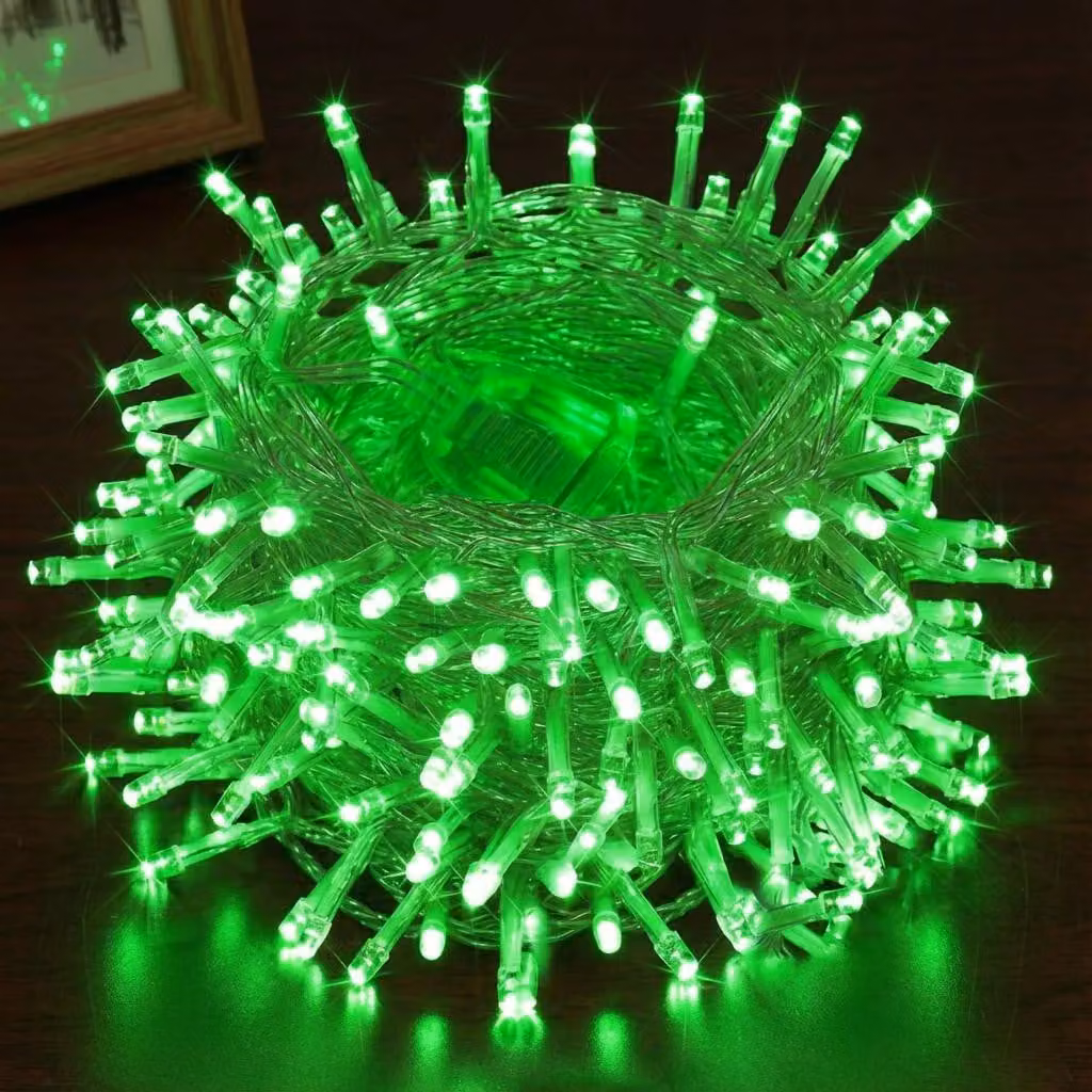 30M 300LEDs 8 Modes Fairy Lights Power LED Christmas Fairy Lights Cavo trasparente Camera Decorazione Luce Festa Giardino Illuminazione Albero di Natale, Verde