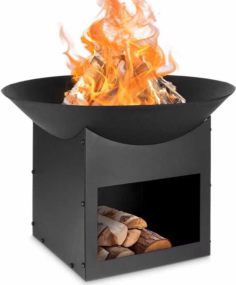 Ambiance garden fire pit giardino camino camino cesto fuoco ciotola fuoco pozzo fuoco metallo calderone fuoco nero 56x41 cm