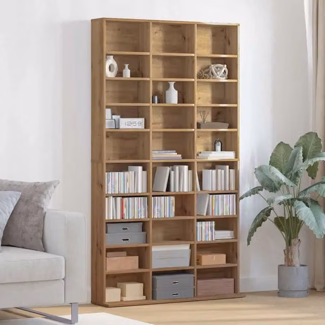 Mobile per CD moderno vidaXL in legno marrone, sospeso a parete, L: 101 cm, P: 23 cm, H: 177,5 cm – 1